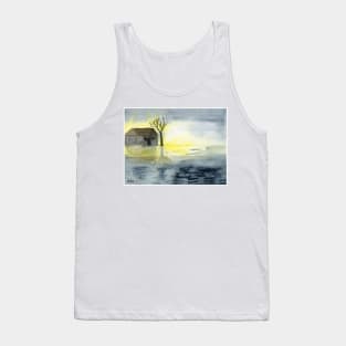 Sunrise at the Lake Watercolor Painting Art Print Fine Art Print from Watercolor Painting Watercolor Wall art Tank Top